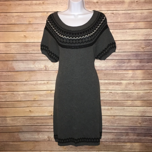 BCBGMaxAzria Dresses & Skirts - BCBGMaxAzria Fair Isle Boatneck Sweater Dress Grey